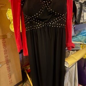 VENUS Black Maxi Dress with Gold-Tone Studs